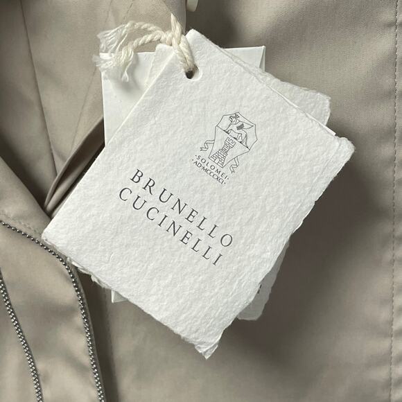 NWD Brunello Cucinelli Monili-Trim Shirt in Cotton Silk Blend Beige Womens XXS - Picture 9 of 12